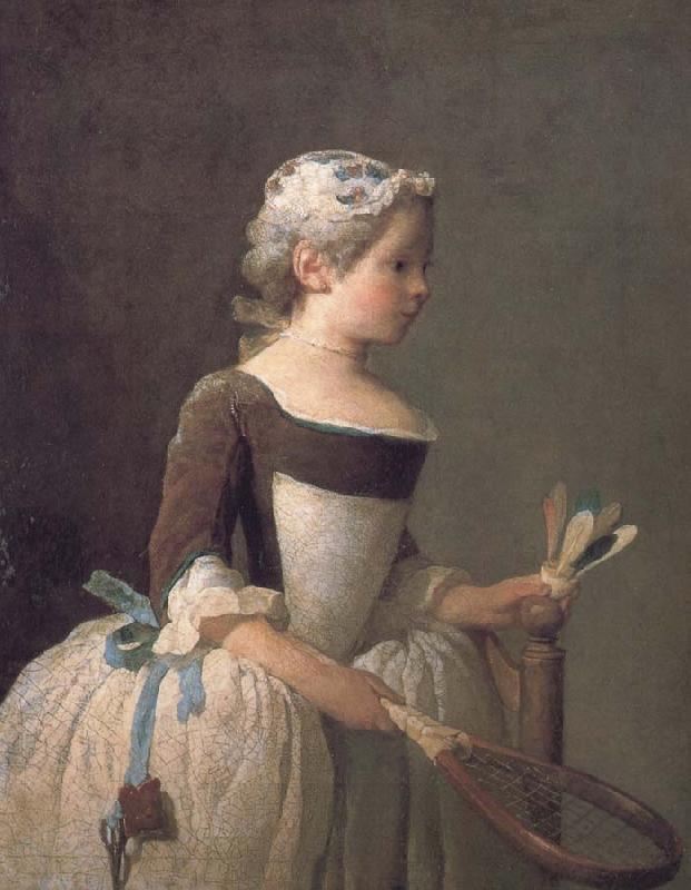 Jean Baptiste Simeon Chardin Girl holding a badminton China oil painting art